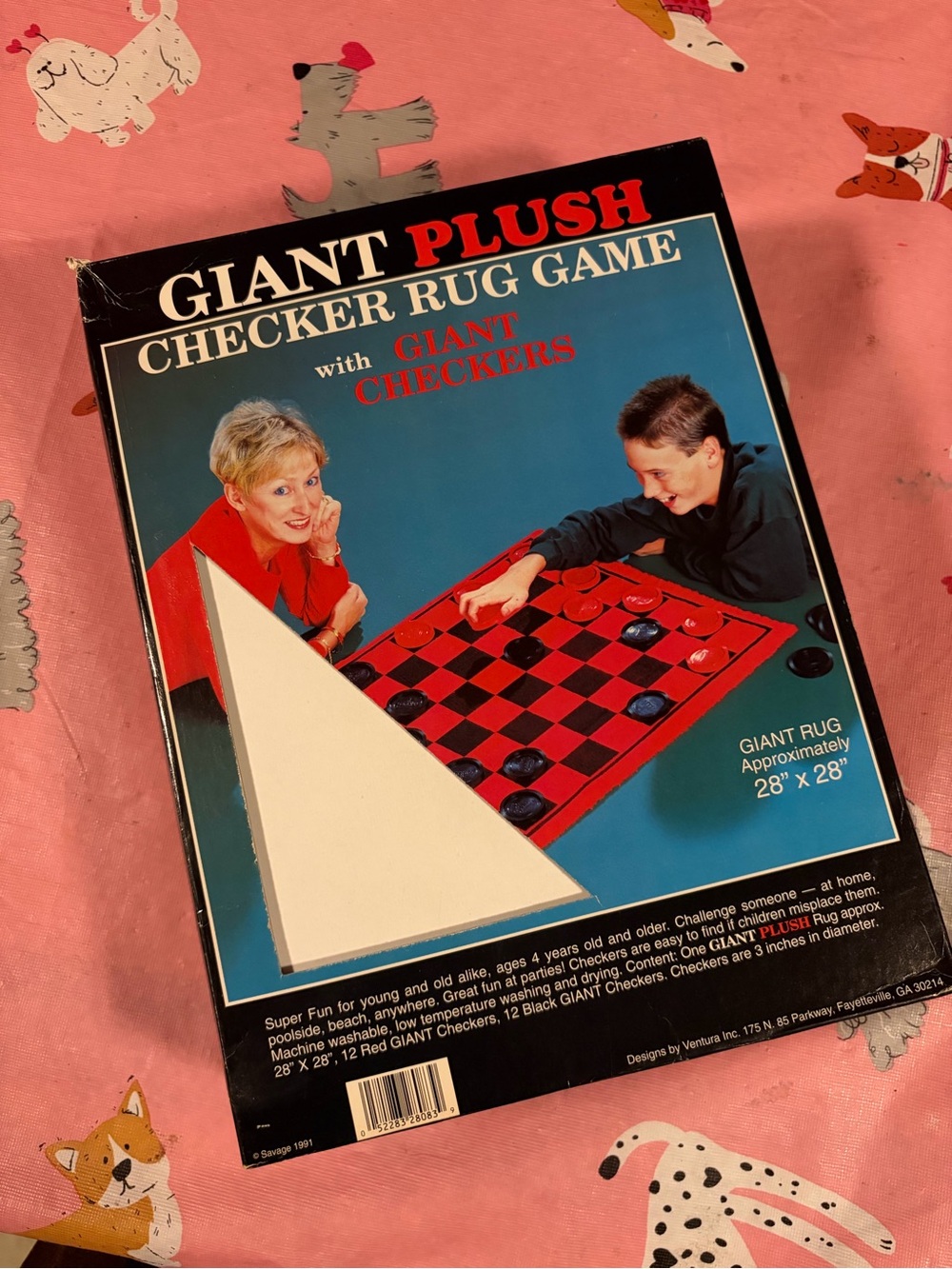 Vintage Giant Plush Checker Rug Game – Red and Black never used